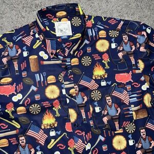 RSVLTS City of Pawnee Shirt Mens L Parks Rec Ron Swanson BBQ USA Graphic Poly